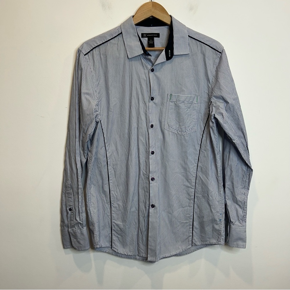 INC International Concepts Striped Casual Button Up Long Sleeve Shirt